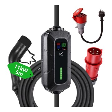 Brilagi - EV resladdstation för elbilar FAST AC Typ 2 16A/380V 11kW + kontakt 230V, 3,7kW 5m + låda