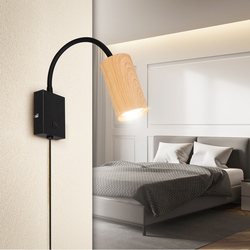 Brilagi - Flexibel vägglampa SELE 1xGU10/30W/230V svart/ekdekor
