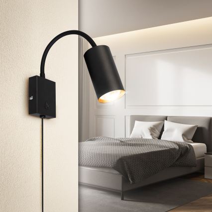 Brilagi - Flexibel vägglampa SELE 1xGU10/30W/230V svart/guld