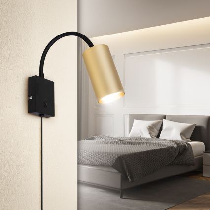 Brilagi - Flexibel vägglampa SELE 1xGU10/30W/230V svart/guld