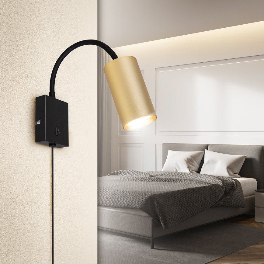 Brilagi - Flexibel vägglampa SELE 1xGU10/30W/230V svart/guld