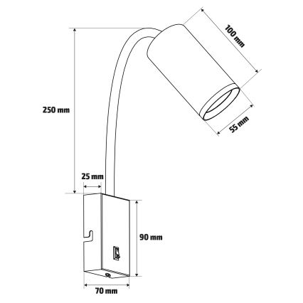 Brilagi - Flexibel vägglampa SELE 1xGU10/30W/230V vit/ekdekor
