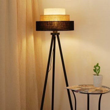Brilagi - Golvlampa ASPEN LUNETA 1xE27/15W/230V svart/beige/grädde