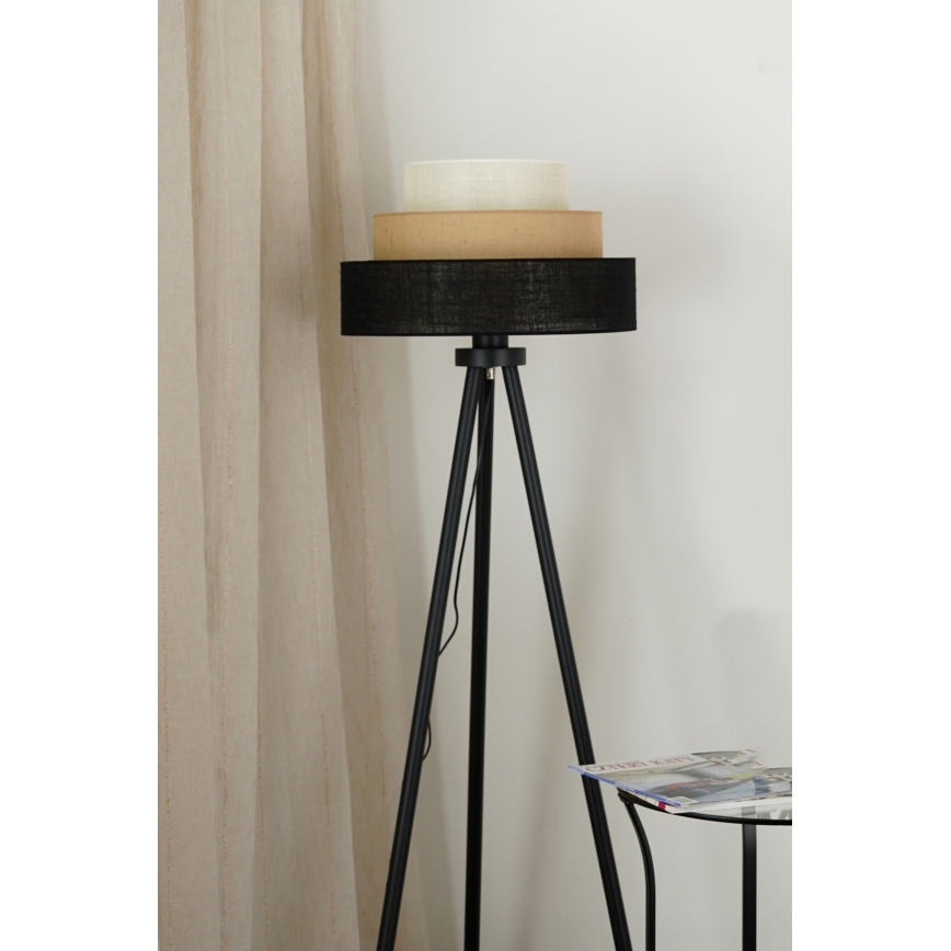 Brilagi - Golvlampa ASPEN LUNETA 1xE27/15W/230V svart/beige/grädde