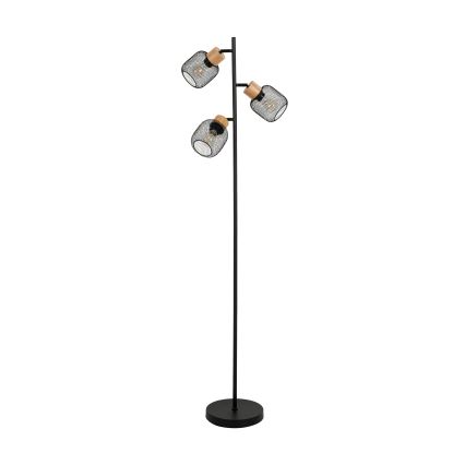 Brilagi - Golvlampa BASKLITE 3xE14/15W/230V gummiträ/svart