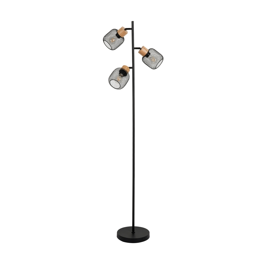 Brilagi - Golvlampa BASKLITE 3xE14/15W/230V gummiträ/svart