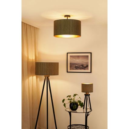 Brilagi - Golvlampa BOSTON ROLLER 1xE27/15W/230V strå brun/guld