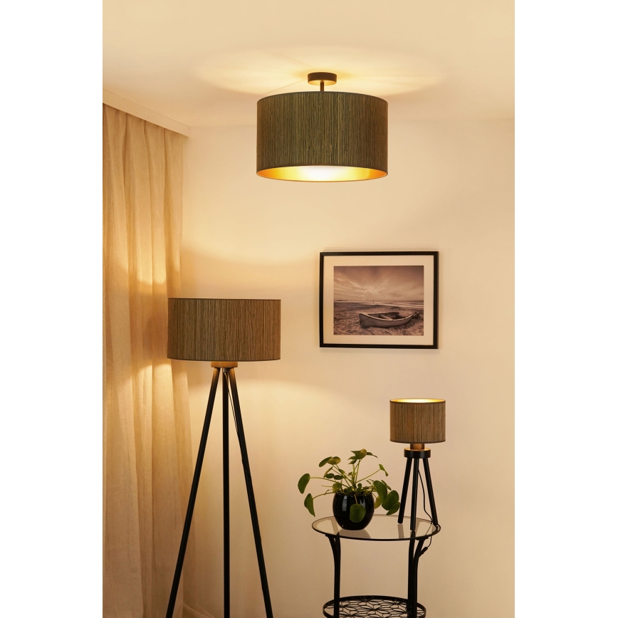 Brilagi - Golvlampa BOSTON ROLLER 1xE27/15W/230V strå brun/guld