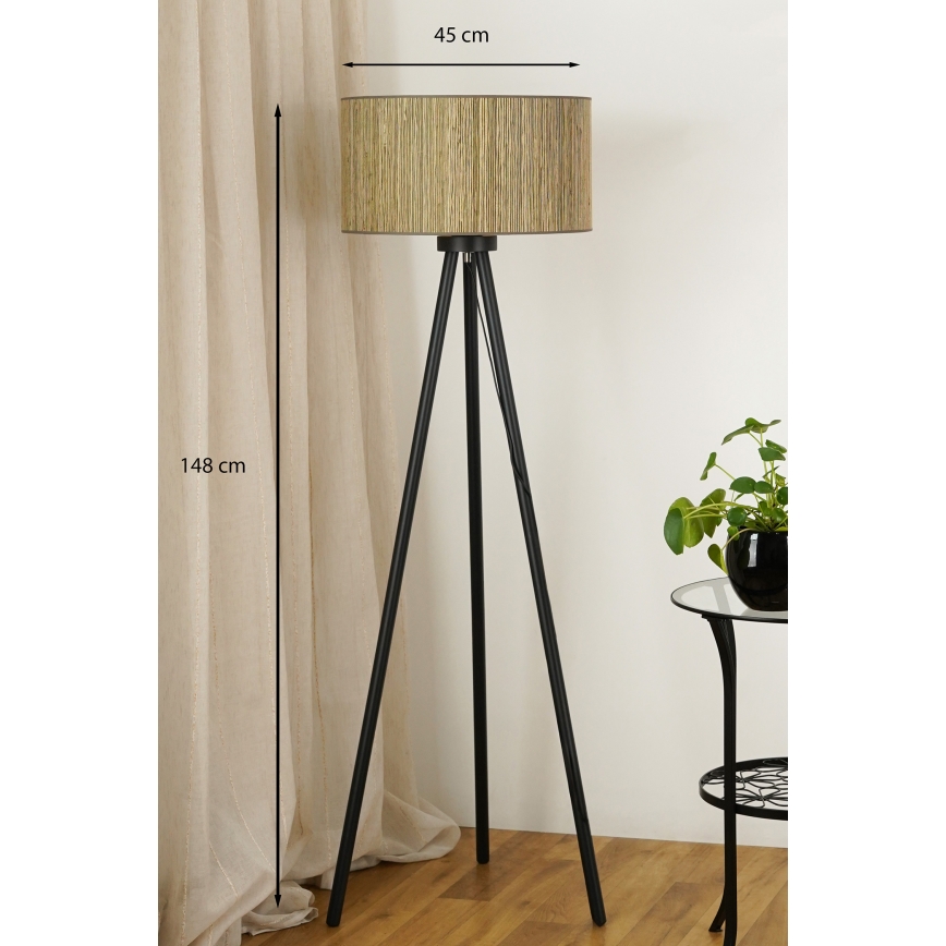Brilagi - Golvlampa BOSTON ROLLER 1xE27/15W/230V strå brun/guld