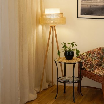 Brilagi - Golvlampa CEDAR LUNETA 1xE27/15W/230V beige/brun/grädde