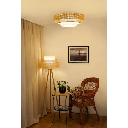 Brilagi - Golvlampa CEDAR LUNETA 1xE27/15W/230V beige/brun/grädde