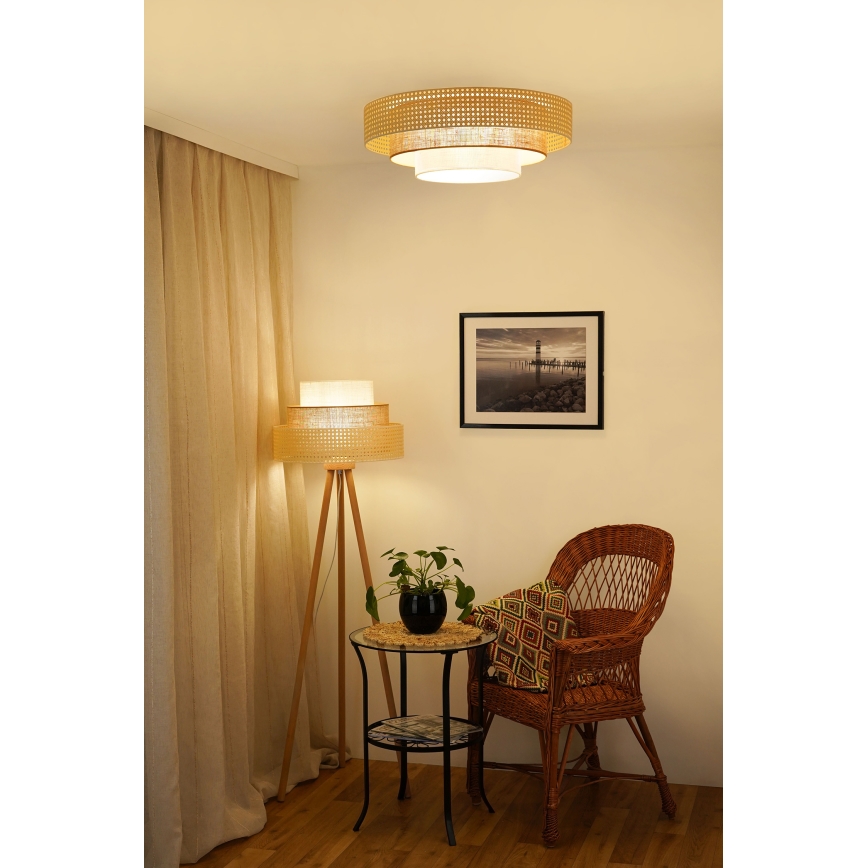 Brilagi - Golvlampa CEDAR LUNETA 1xE27/15W/230V beige/brun/grädde