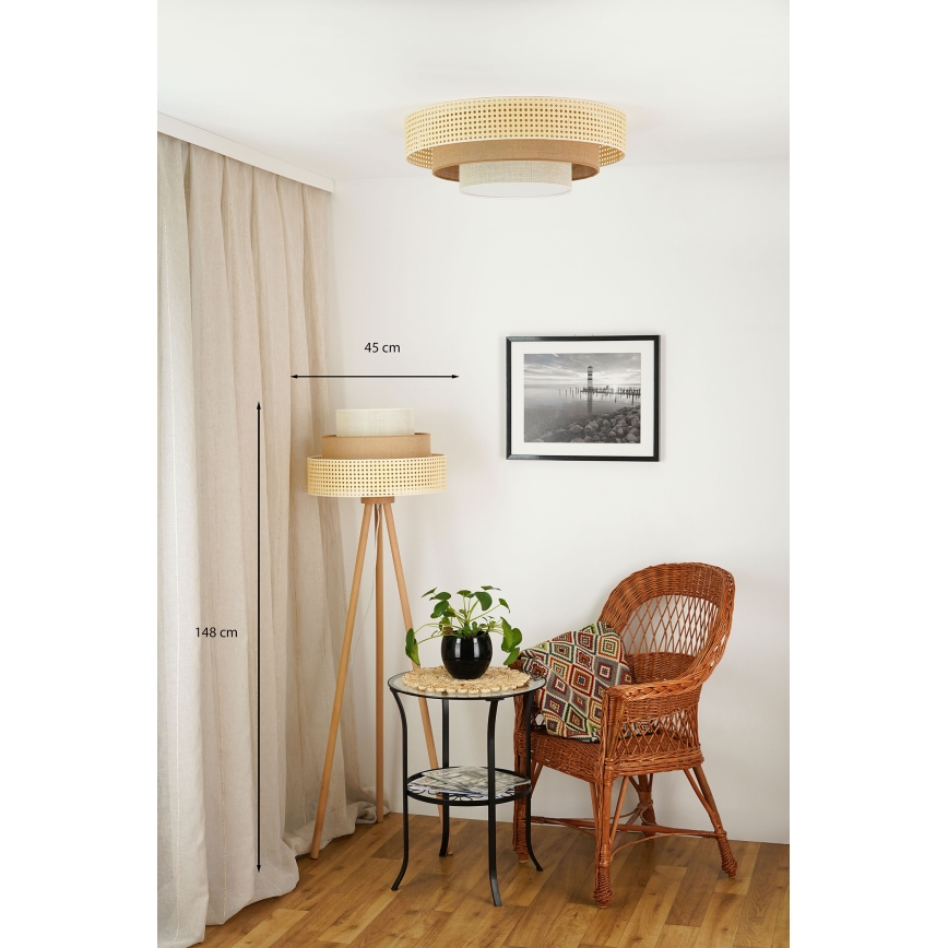 Brilagi - Golvlampa CEDAR LUNETA 1xE27/15W/230V beige/brun/grädde