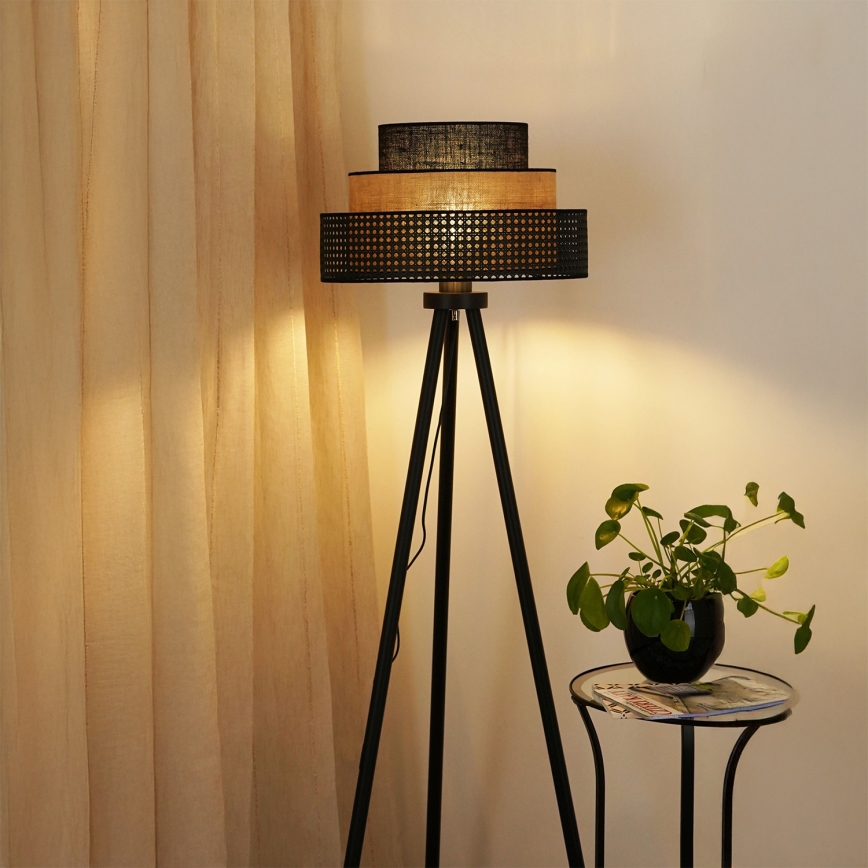 Brilagi - Golvlampa DAKOTA LUNETA 1xE27/15W/230V svart/beige