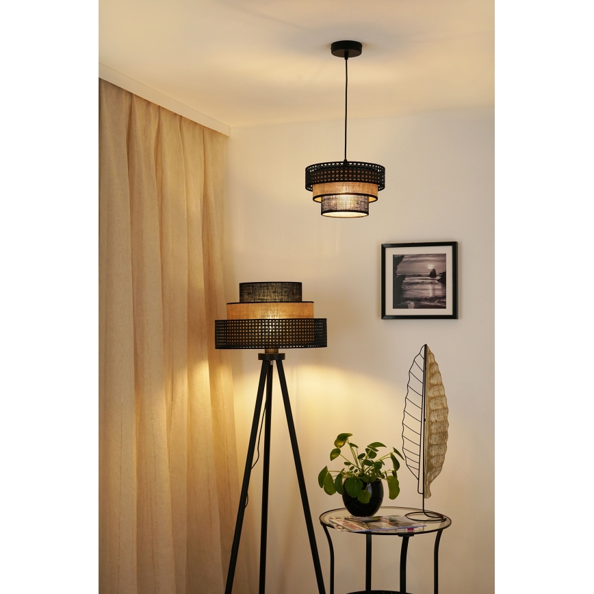Brilagi - Golvlampa DAKOTA LUNETA 1xE27/15W/230V svart/beige