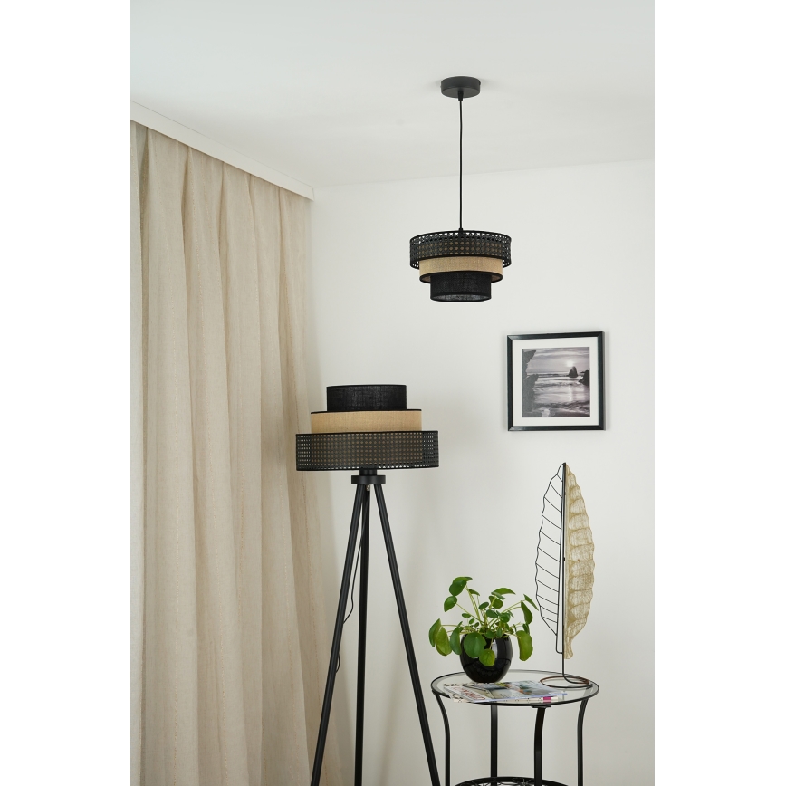 Brilagi - Golvlampa DAKOTA LUNETA 1xE27/15W/230V svart/beige