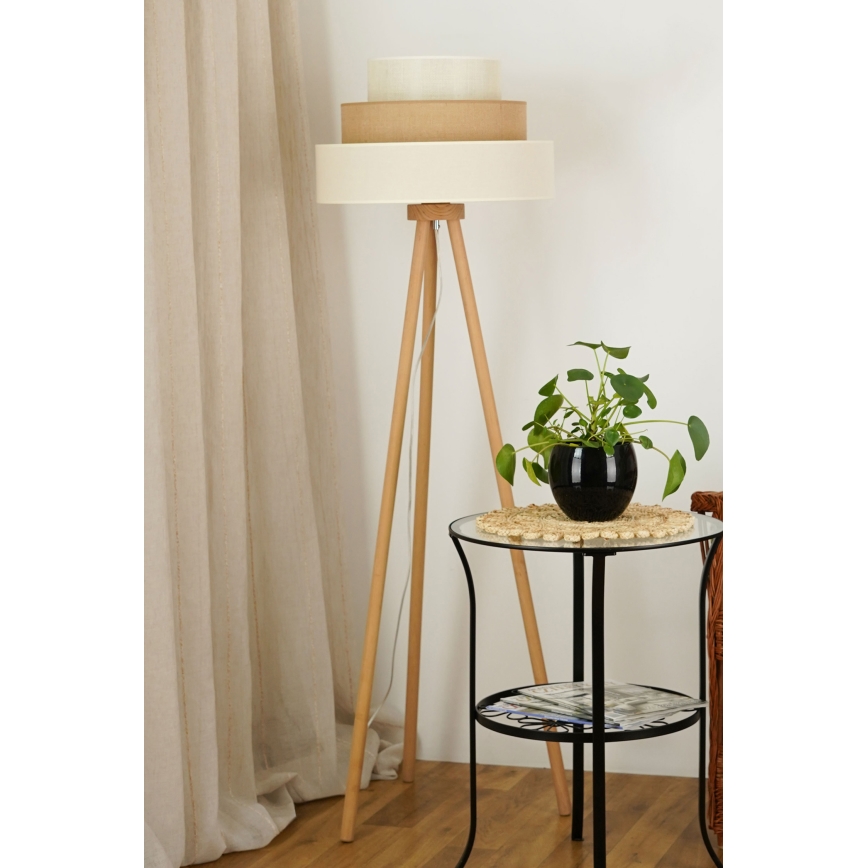 Brilagi - Golvlampa DENVER LUNETA 1xE27/15W/230V beige/brun/kräm