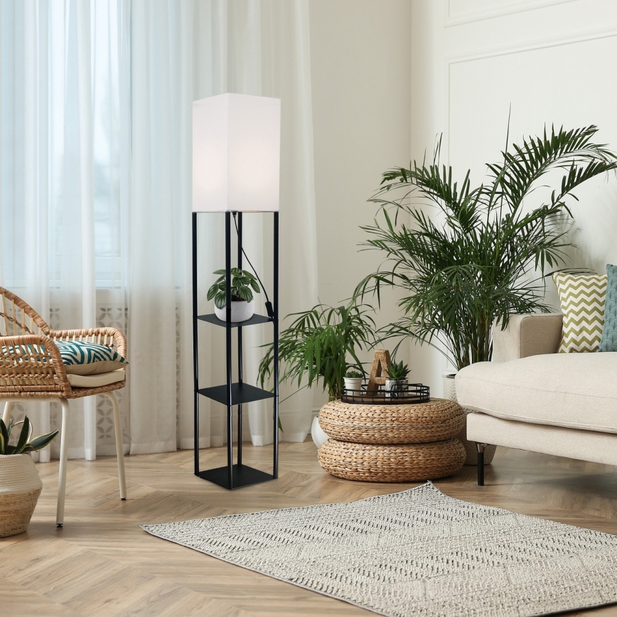 Brilagi - Golvlampa med hyllor GRADUS 1xE27/40W/230V 150 cm svart/vit