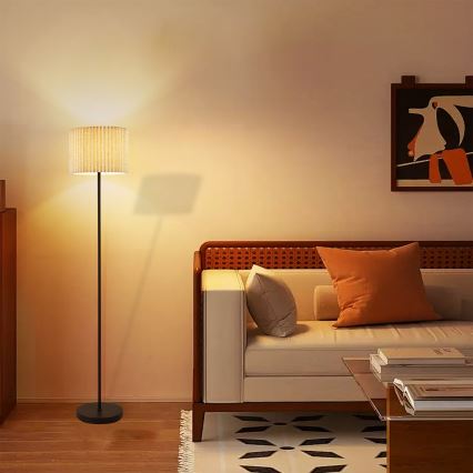 Brilagi - Golvlampa NORDIC WAVE 1xE27/15W/230V linne/svart