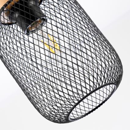 Brilagi - Hänglampa på sladd BASKLITE 1xE27/15W/230V gummiträ/svart