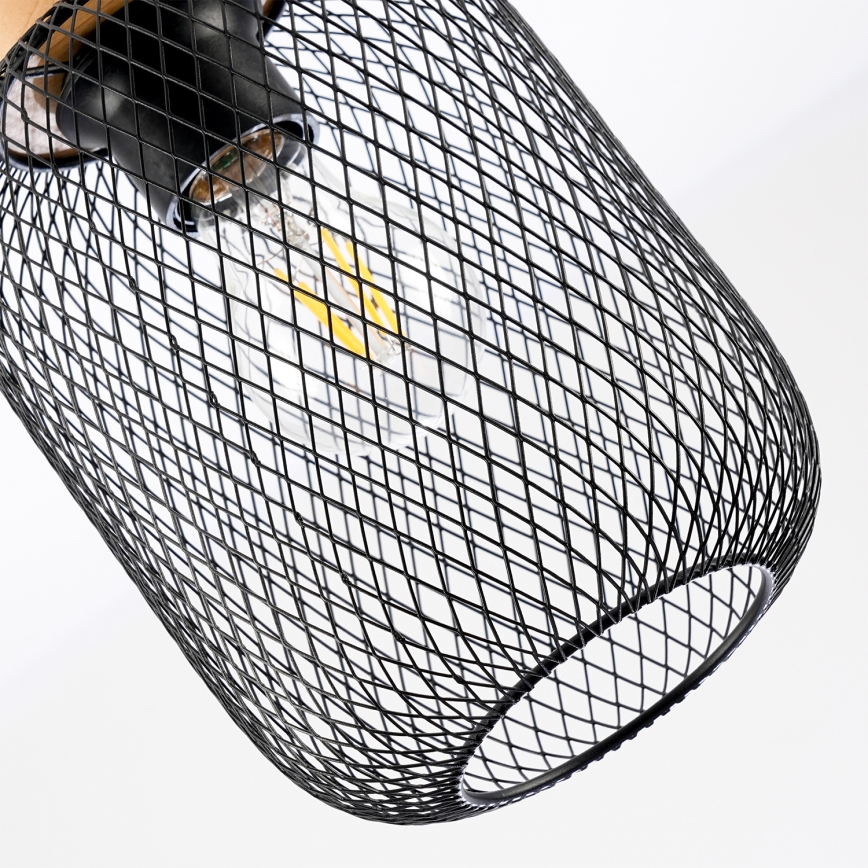 Brilagi - Hänglampa på sladd BASKLITE 1xE27/15W/230V gummiträ/svart