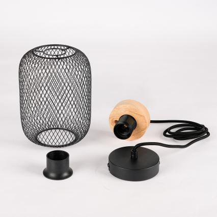 Brilagi - Hänglampa på sladd BASKLITE 1xE27/15W/230V gummiträ/svart