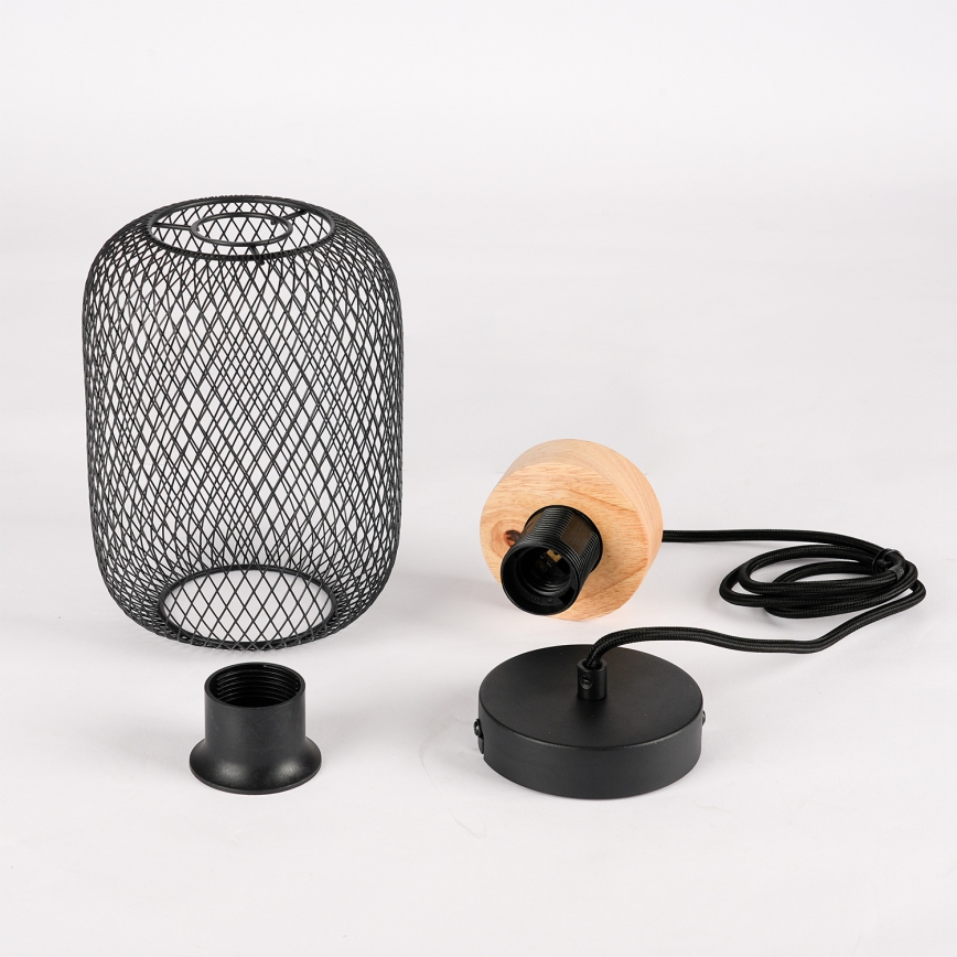 Brilagi - Hänglampa på sladd BASKLITE 1xE27/15W/230V gummiträ/svart