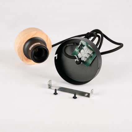 Brilagi - Hänglampa på sladd BASKLITE 1xE27/15W/230V gummiträ/svart