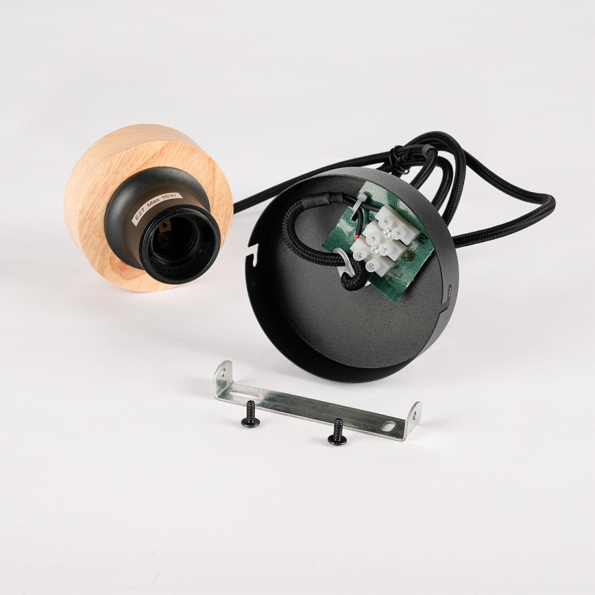 Brilagi - Hänglampa på sladd BASKLITE 1xE27/15W/230V gummiträ/svart