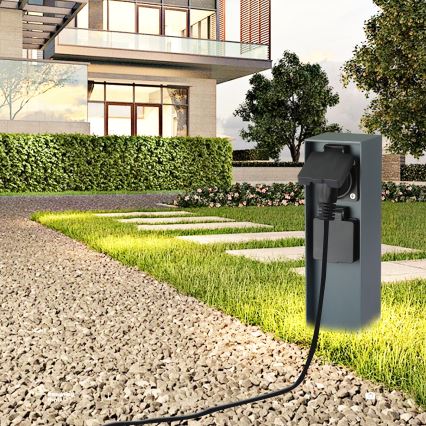 Brilagi - Kolumn med eluttag för utomhusbruk PILLAR 2Z SCHUKO 230V IP44 antracit