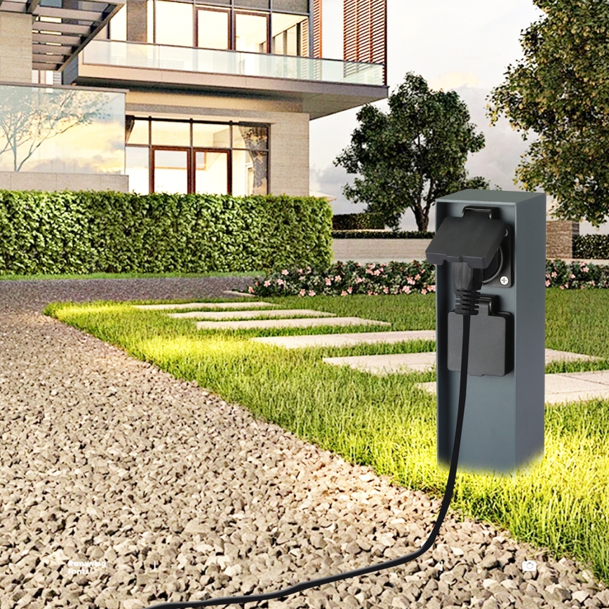Brilagi - Kolumn med eluttag för utomhusbruk PILLAR 2Z SCHUKO 230V IP44 antracit