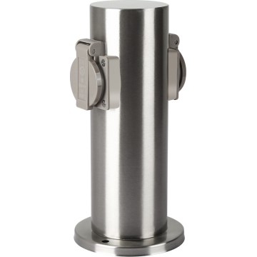 Brilagi - Kolumn med eluttag för utomhusbruk PILLAR 2Z SCHUKO 230V IP44 matt krom