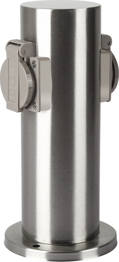 Brilagi - Kolumn med eluttag för utomhusbruk PILLAR 2Z SCHUKO 230V IP44 matt krom
