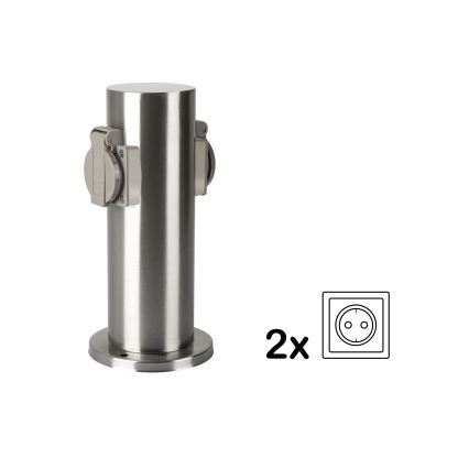Brilagi - Kolumn med eluttag för utomhusbruk PILLAR 2Z SCHUKO 230V IP44 matt krom