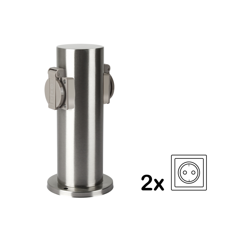 Brilagi - Kolumn med eluttag för utomhusbruk PILLAR 2Z SCHUKO 230V IP44 matt krom