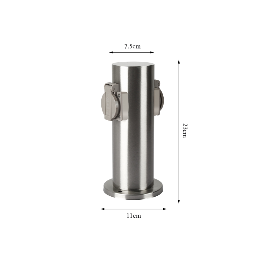 Brilagi - Kolumn med eluttag för utomhusbruk PILLAR 2Z SCHUKO 230V IP44 matt krom