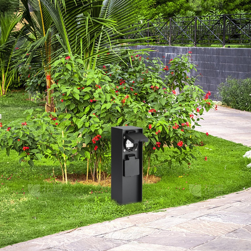 Brilagi - Kolumn med eluttag för utomhusbruk PILLAR 2Z SCHUKO 230V IP44 svart