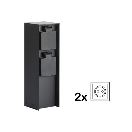 Brilagi - Kolumn med eluttag för utomhusbruk PILLAR 2Z SCHUKO 230V IP44 svart