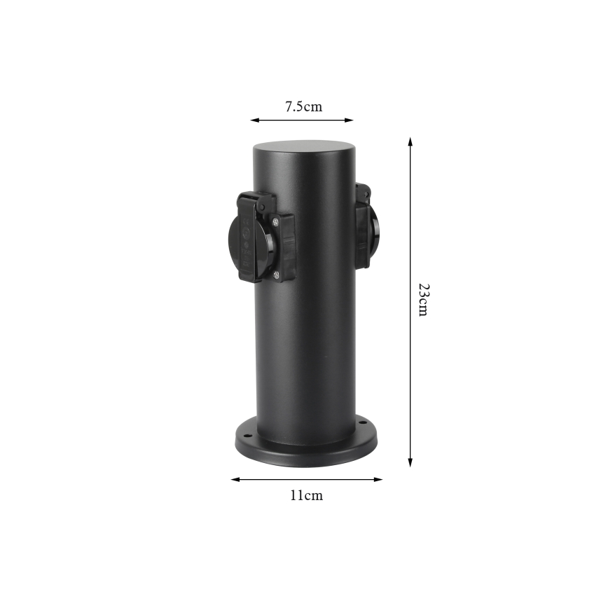 Brilagi - Kolumn med eluttag för utomhusbruk PILLAR 2Z SCHUKO 230V IP44 svart