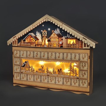 Brilagi - LED Adventskalender LED/2xAA trä