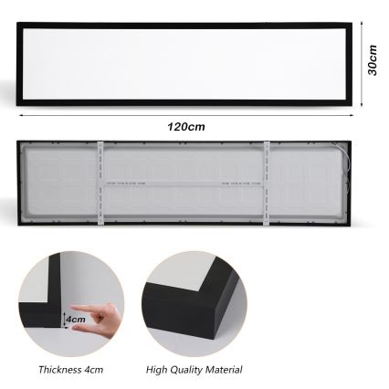 Brilagi - LED takarmatur för badrum FRAME LED/50W/230V 120x30 cm 3000/4000/6000K IP44 svart