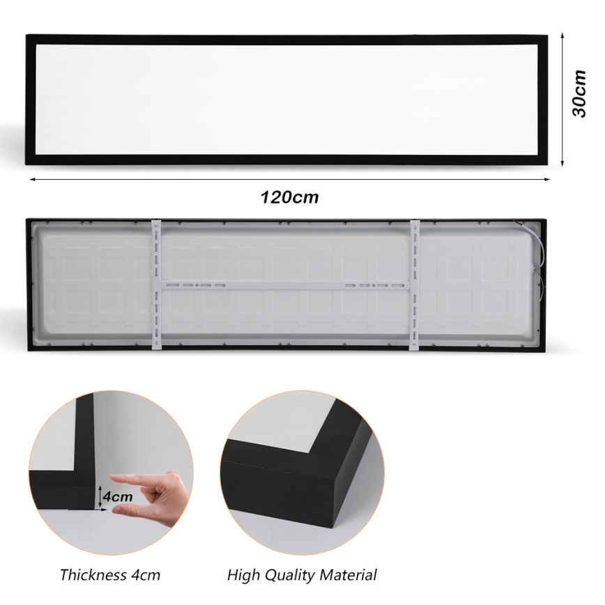 Brilagi - LED taklampa för badrum FRAME LED/50W/230V 30x120 cm 3000/4000/6000K IP44 svart