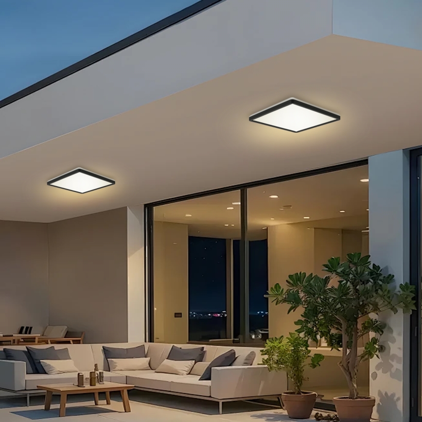 Brilagi - LED taklampa för badrum ULTRA SLIM LED/24W/230V 42x42 cm svart IP54