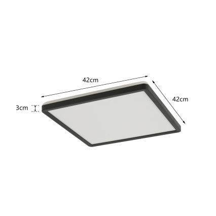 Brilagi - LED taklampa för badrum ULTRA SLIM LED/24W/230V 42x42 cm svart IP54