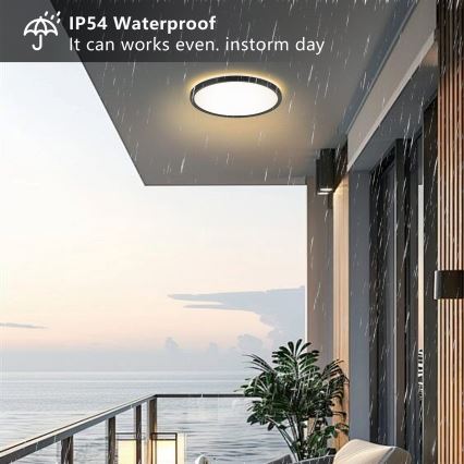 Brilagi - LED taklampa för badrum ULTRA SLIM LED/24W/230V diameter 42 cm svart IP54
