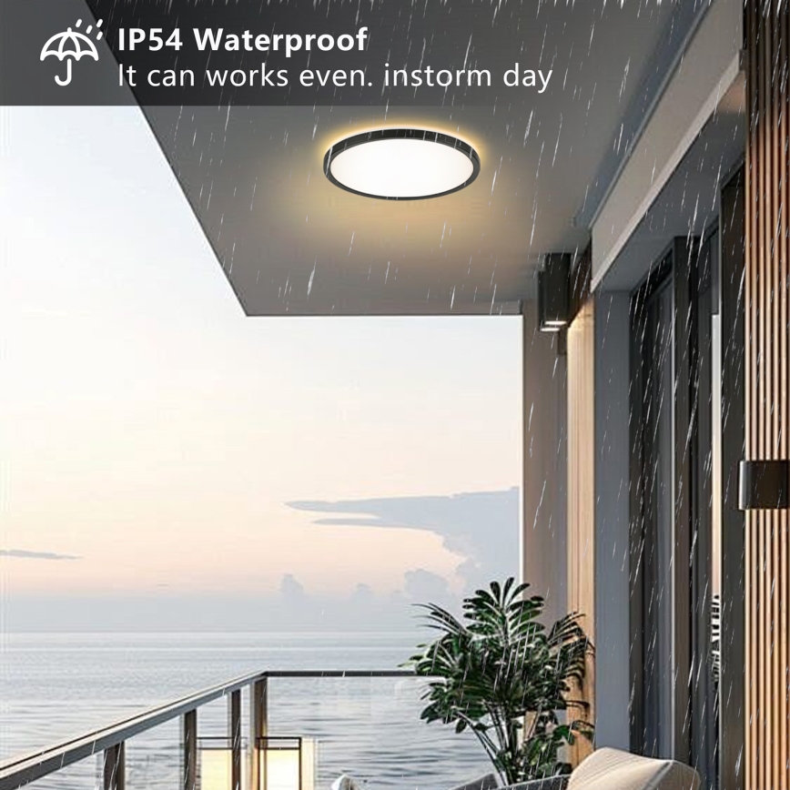 Brilagi - LED taklampa för badrum ULTRA SLIM LED/24W/230V diameter 42 cm svart IP54
