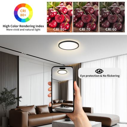 Brilagi - LED taklampa för badrum ULTRA SLIM LED/24W/230V diameter 42 cm svart IP54