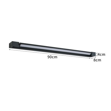 Brilagi - LED-belysning för badrumsspegel AQUA LINE LED/24W/230V 90 cm IP44 svart CRI 90