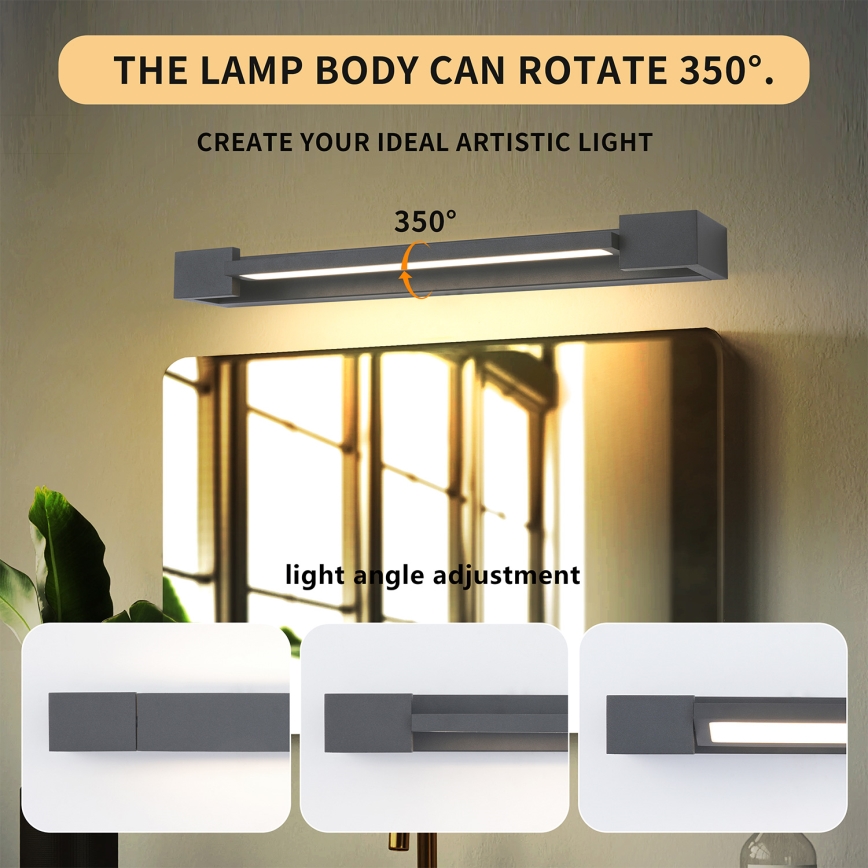 Brilagi - LED-belysning för badrumsspegel AQUA LINE LED/12W/230V 45 cm IP44 antracit CRI 90