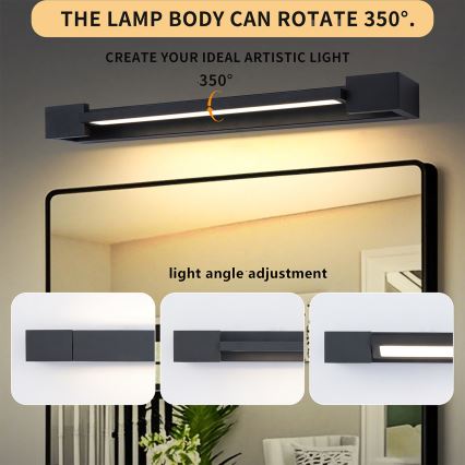 Brilagi - LED-belysning för badrumsspegel AQUA LINE LED/12W/230V 45 cm IP44 svart CRI 90